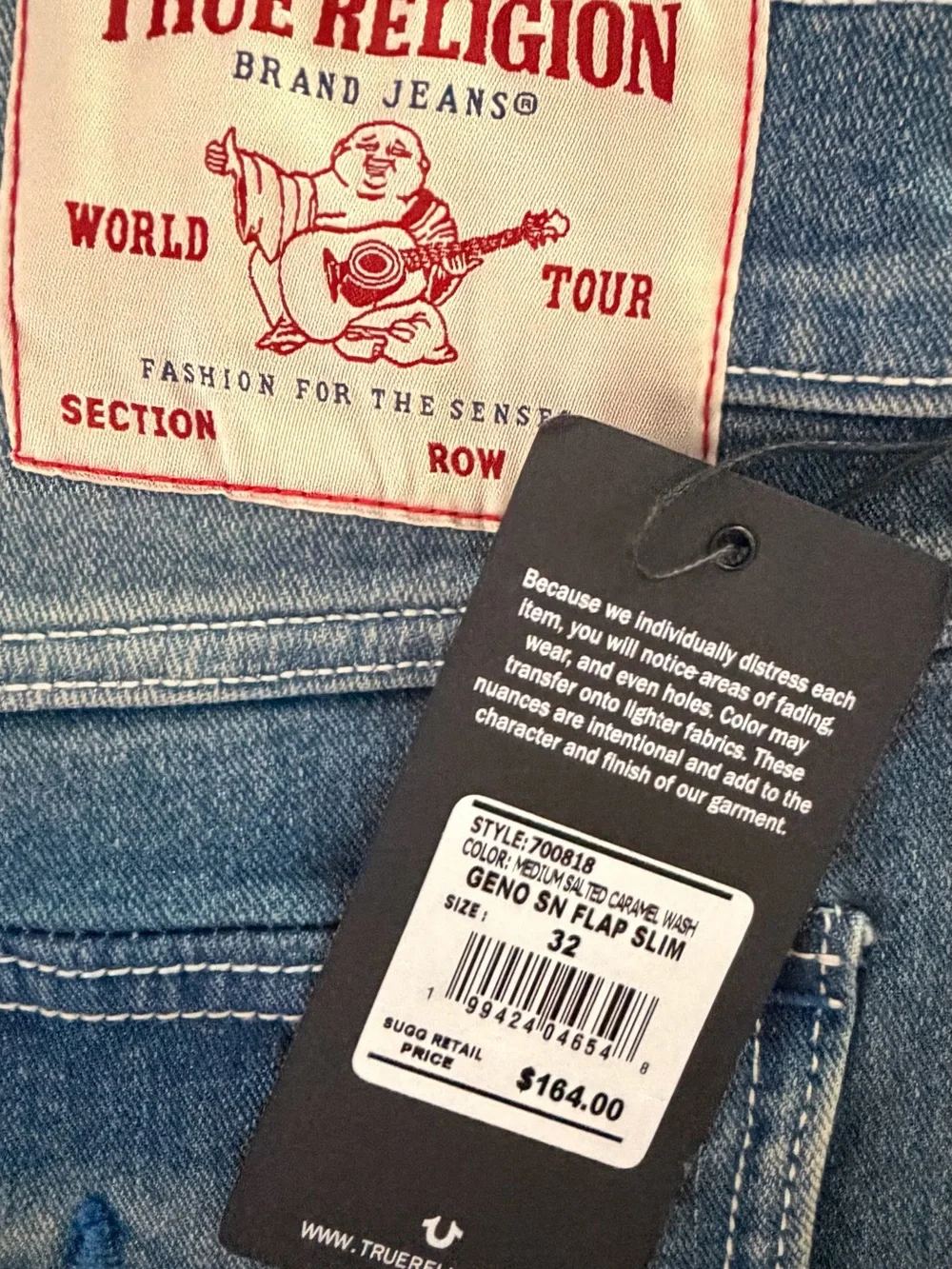True Religion Men’s Slim Fit Blue Denim Jeans Medium Wash Cotton NWT 32/32